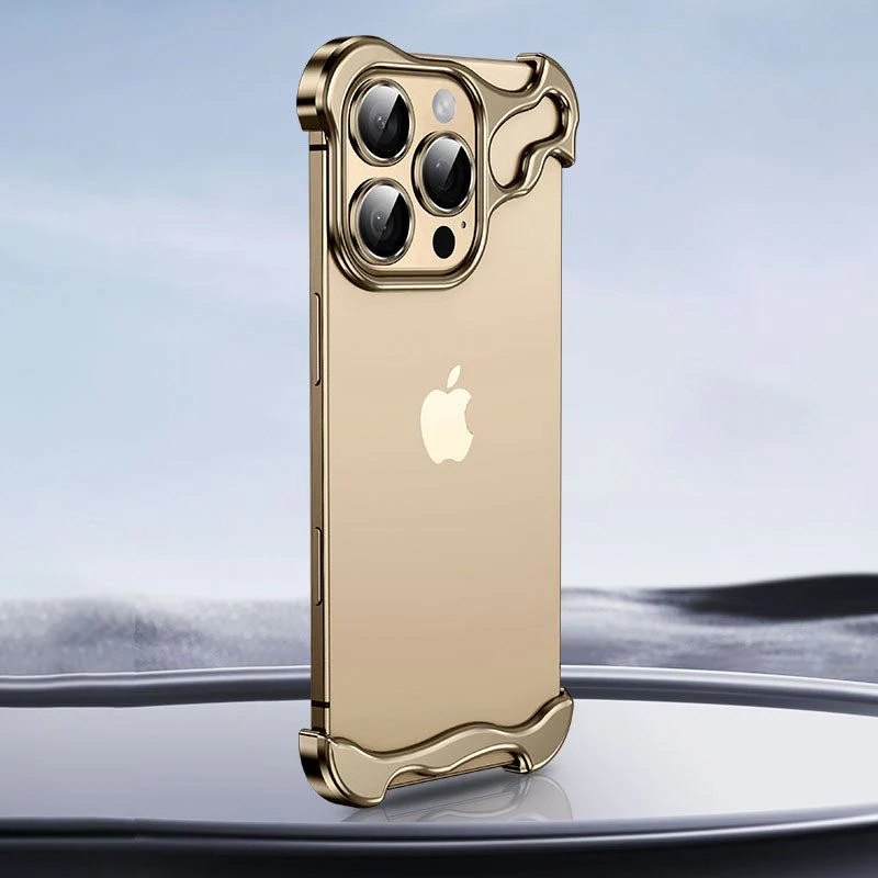 ChubbyArmor Chic - Shaped Metal Bezel Backless Phone Case with Lens Film For iPhone - Image 9